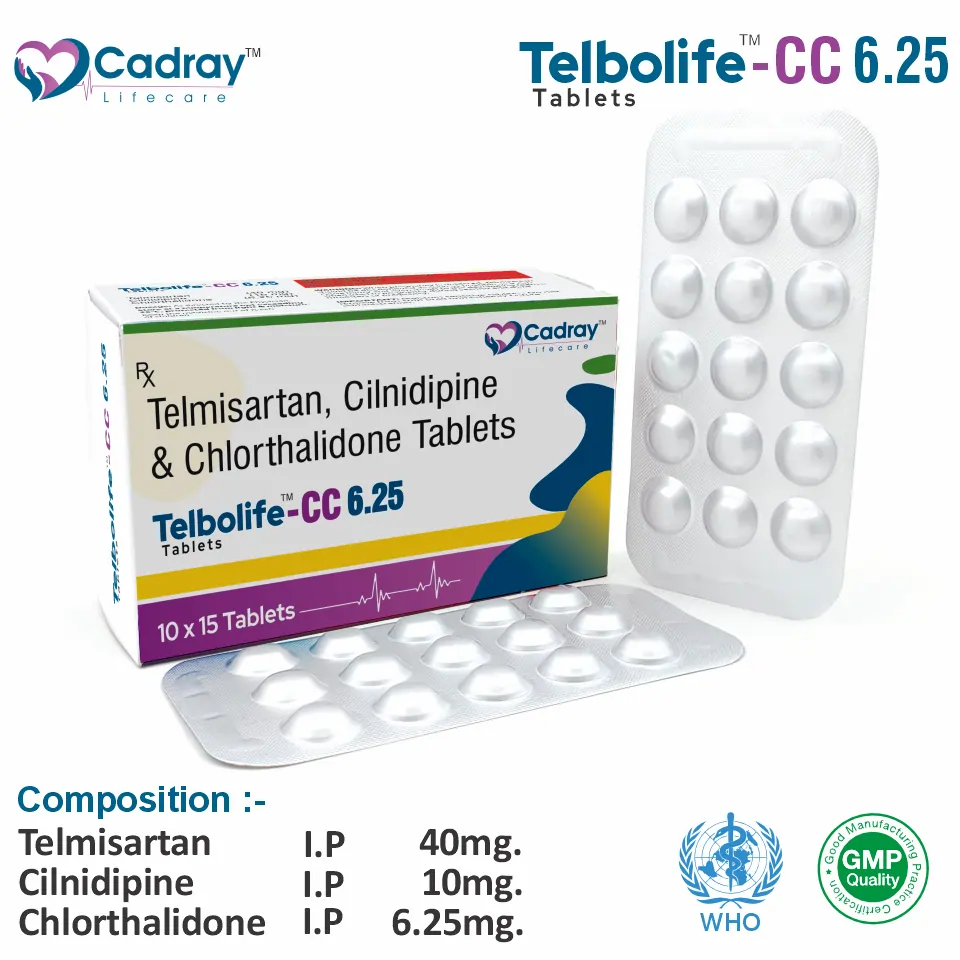 Telmisartan 40mg Cilnidipine 10mg Chlorthalidone 6.25mg tablet packaging